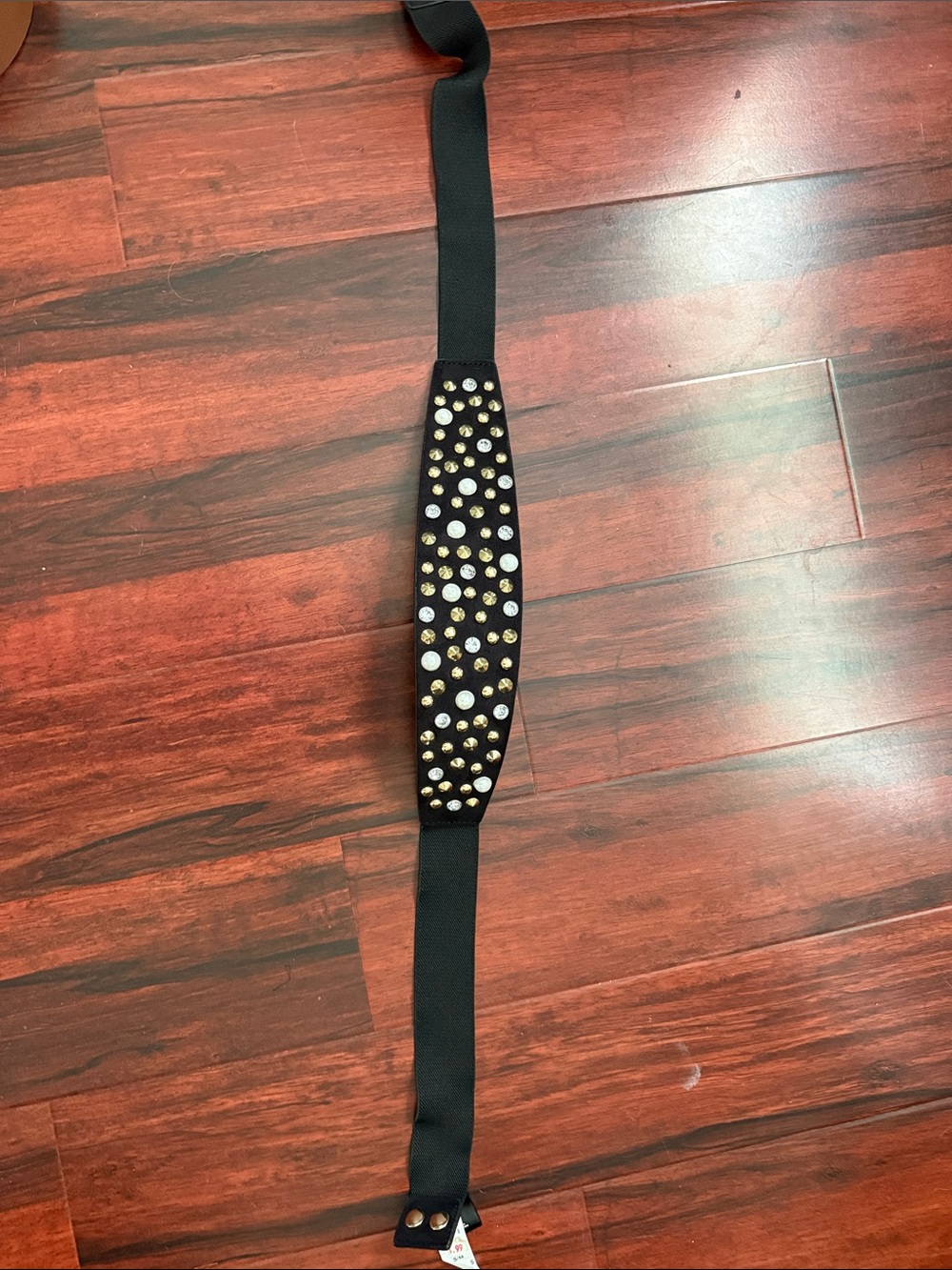Express Black Stretch Waist Belt with Gold & Silver Studs